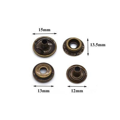 สังกะสีสลัดทองแดงโลหะกด Stud Button Prong Snap Fastener Button สําหรับเสื้อผ้า