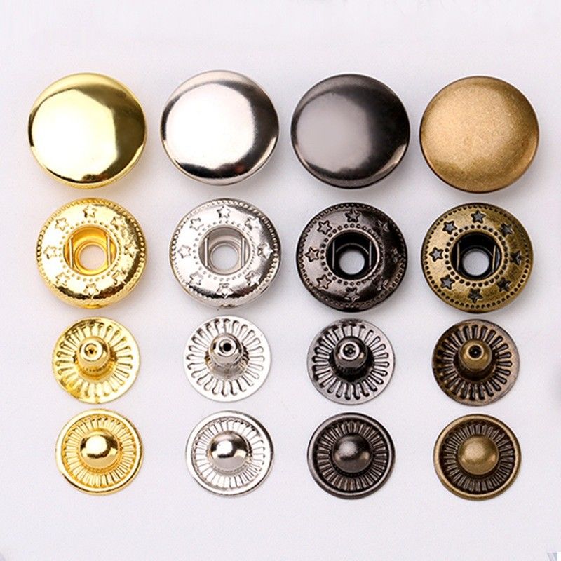 สังกะสีสลัดทองแดงโลหะกด Stud Button Prong Snap Fastener Button สําหรับเสื้อผ้า
